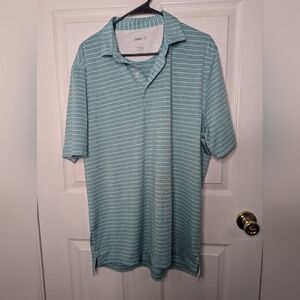 Johnnie O Mens Polo Shirt Short Sleeve Blue UPF 50 Stripe Performance Medium